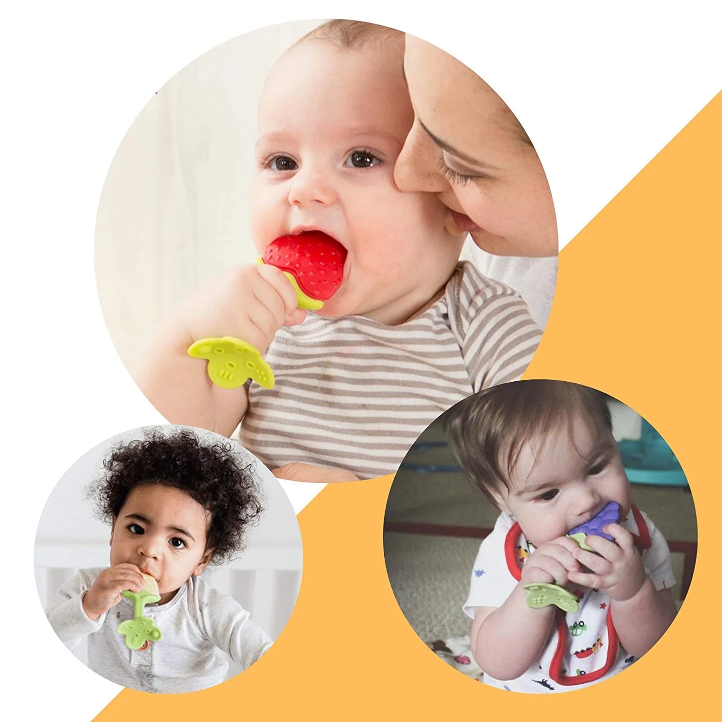 Homaful 5 Pack Baby Teething Toys Chew Toys BPA Free Toy Babies 6 12 Months Natural Organic Freezer Safe Fruit Teether Toddlers Specialized Relief Gi