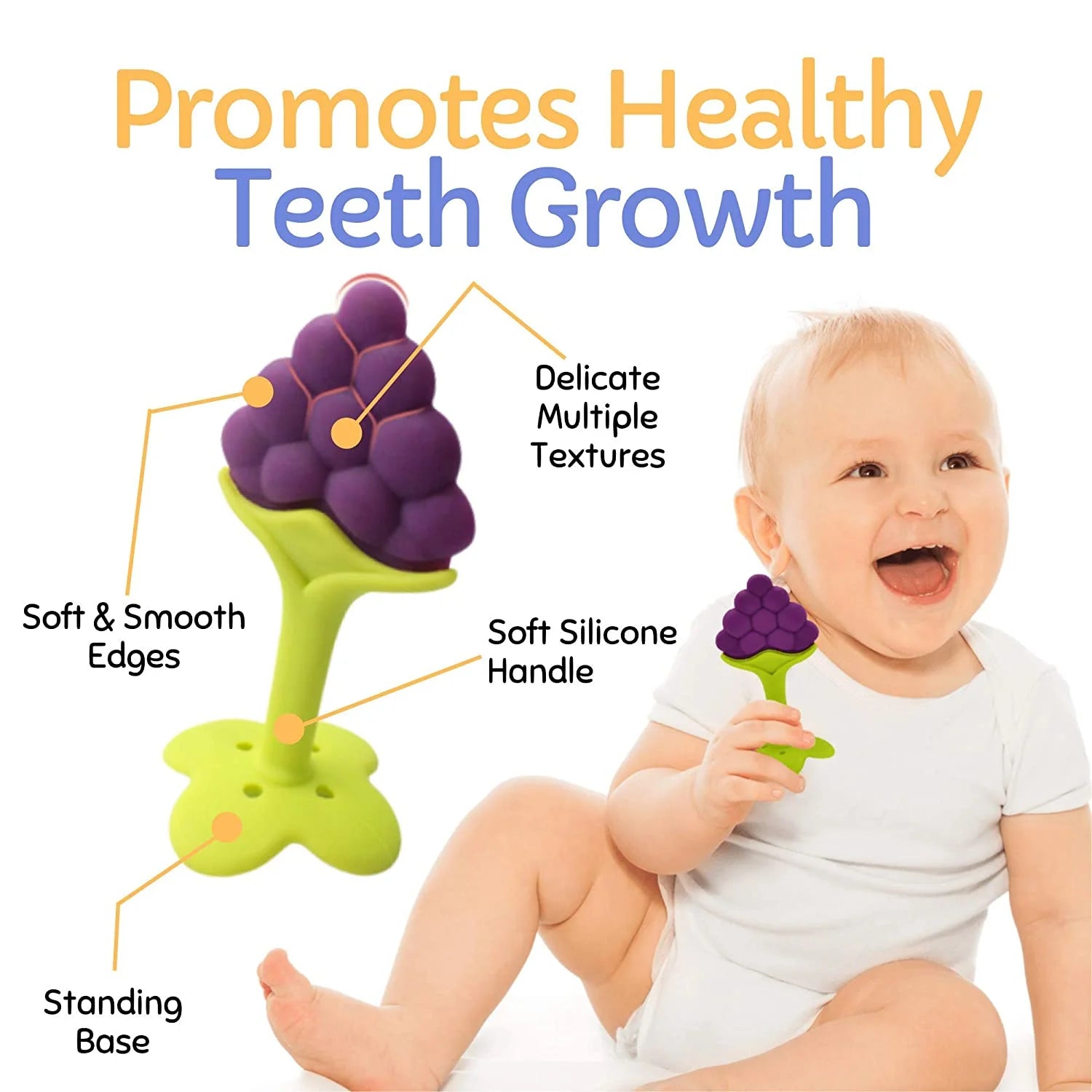 Homaful 5 Pack Baby Teething Toys Chew Toys BPA Free Toy Babies 6 12 Months Natural Organic Freezer Safe Fruit Teether Toddlers Specialized Relief Gi